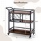3-tier Bar Cart on Wheels Home Kitchen Serving Cart with Wine Rack and Glasses Holder - 41" x 14" x 37"
